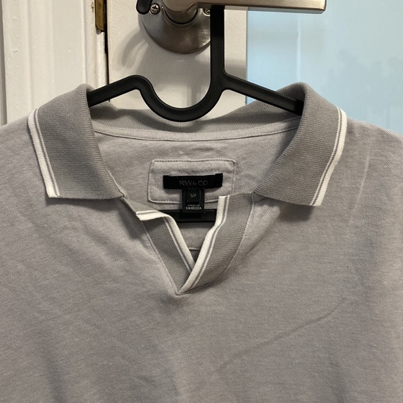 RW&Co Mens Gray Short Sleeve Polo with White Detailing - Picture 2 of 5